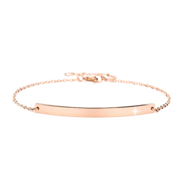 Armbånd i rustfritt stål med smal plate og diamantdetaljer - Pink gold one size