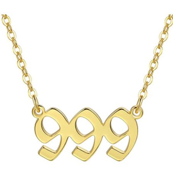 Guldpläterat halsband änglanummer 999 betydelse gåva sprituell Guld one size