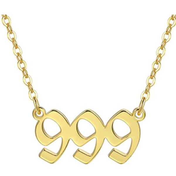 Kullattu kaulakoru enkeli numero 999 tarkoittaa lahja henkistä Gold one size
