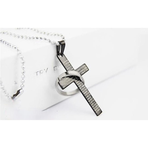 Christian cross in steel with ring in black, gold and silver Gold one size