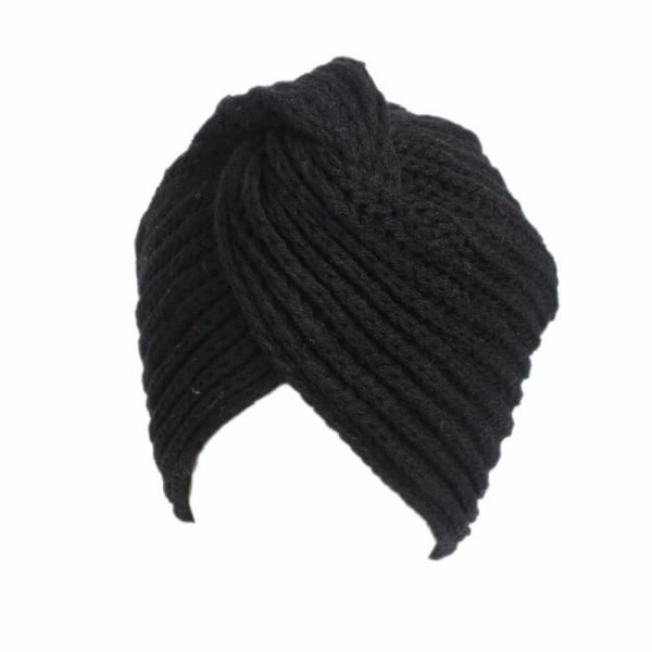 Stickad mössa turban perfekt för vinter höst trend 2025 Black one size