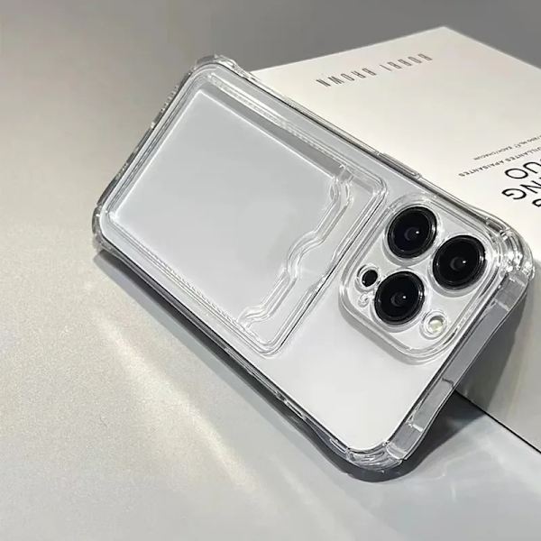 Skal för alla iPhone 15 modeller med plats för kort silikon stötdämpande Transparent one size