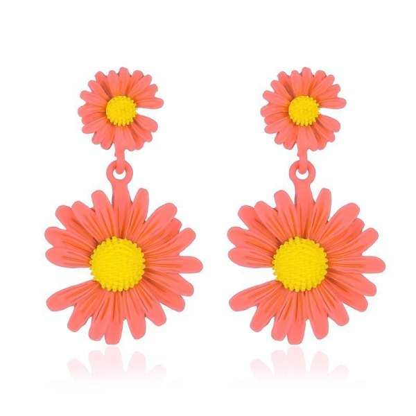 Sterling sølv daisy øreringe solsikke blomst flere farver Pink one size