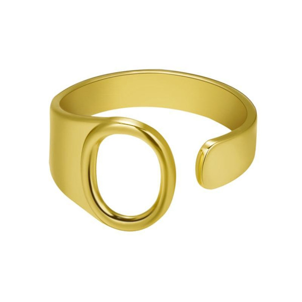 Guldpläterad ring med bokstäver minimalistisk justerbar Gold one size