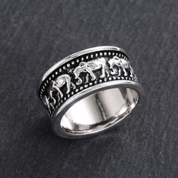 Silverpläterad ring med elefanter för män Silver one size