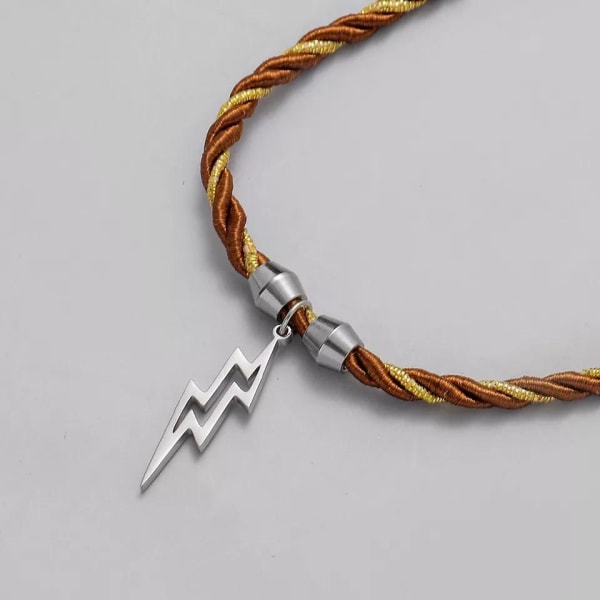 Coolt halsband flätat rep blixt i rostfritt stål design för män Silver one size