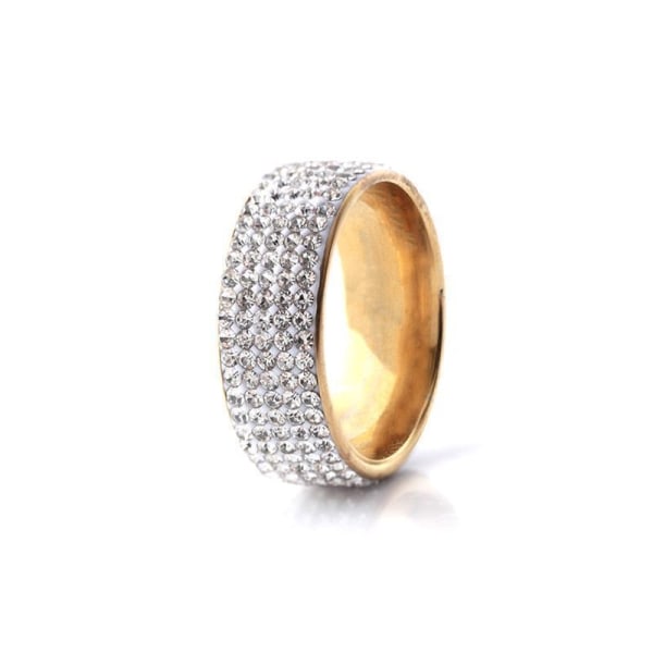 Vakker ring med Zircon Strass gull og sølv Silver one size