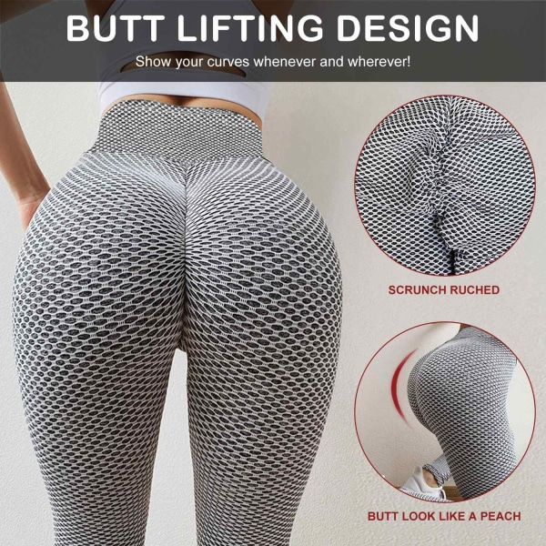 TikTok Leggings Dame Butt Lifting Workout Tights Plus Size Sport Grey M