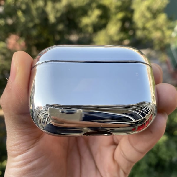 Airpods Pro skal i snygg blank metall skyddande plätering Silver one size