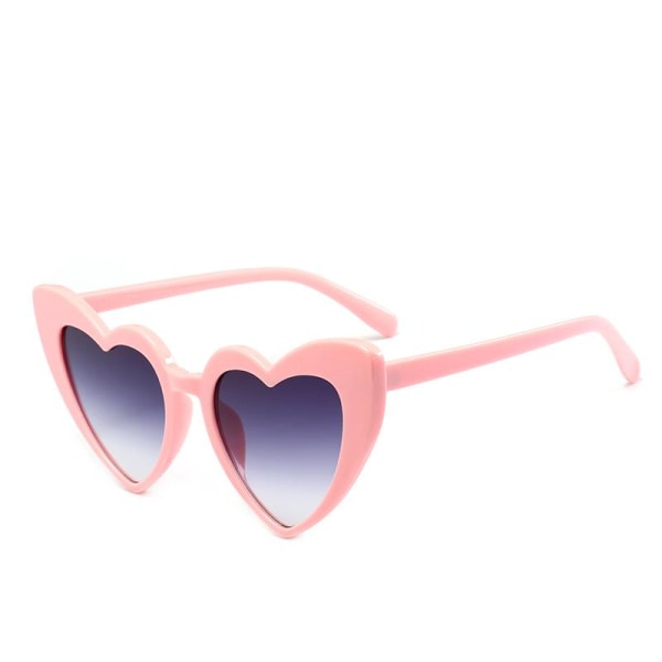 Retro hjerteformede solbriller oversized UV400 for kvinner Pink one size