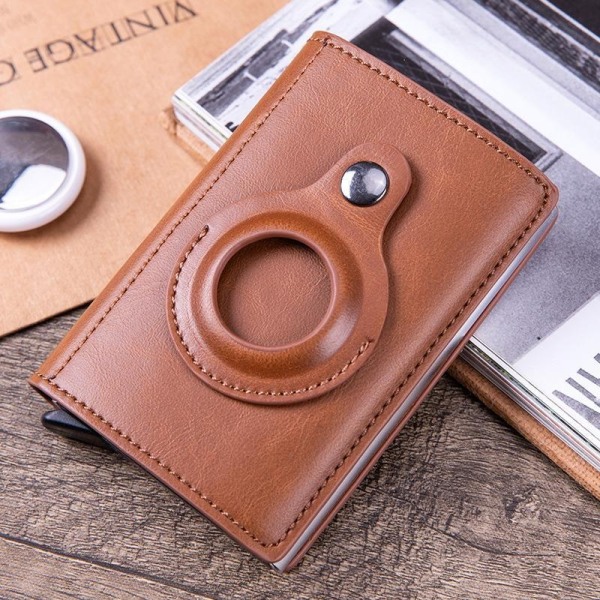 AirTag plånbok för kort och sedlar veganskt läder svart brun LightBrown Light Brown