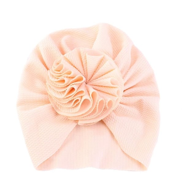 Søt turban med stor blomst flere farger stretchmateriale 0-4 år LightPink one size