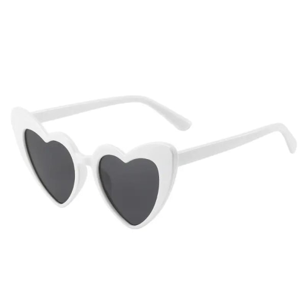 Retro hjerteformede solbriller kvinder overdimensioneret UV400 White one size