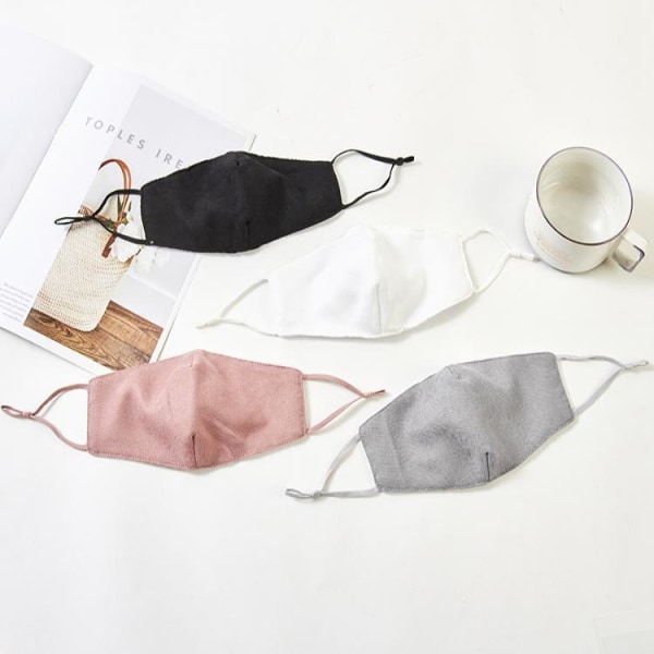 5-lags maske i bomulds mundbeskyttelse i flere stilfulde pastelfarver LightPink one size