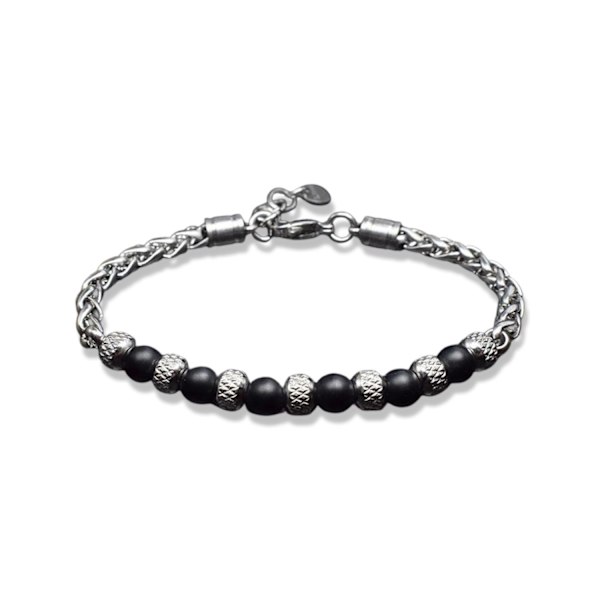 Justerbart armband med ''Tiger eye'' pärlor för män Black one size