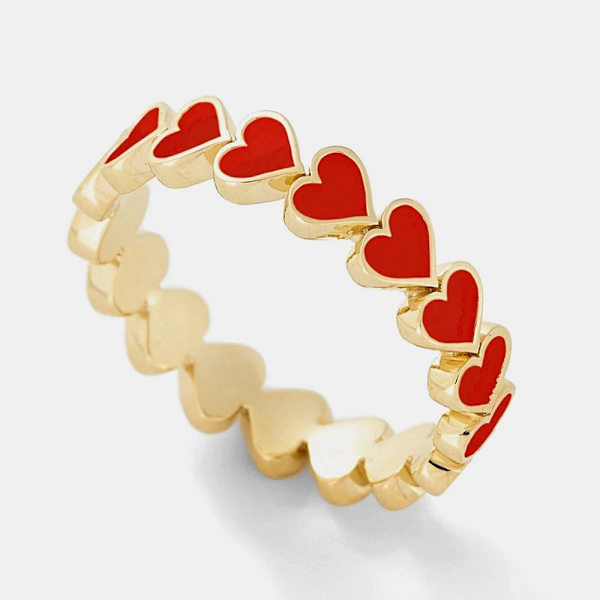 Handgjorda breda ringar Zircon 925 silver gåva Red RED