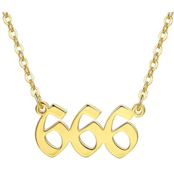 Kullattu kaulakoru enkeli numero 666 tarkoittaa lahja henkistä Gold one size