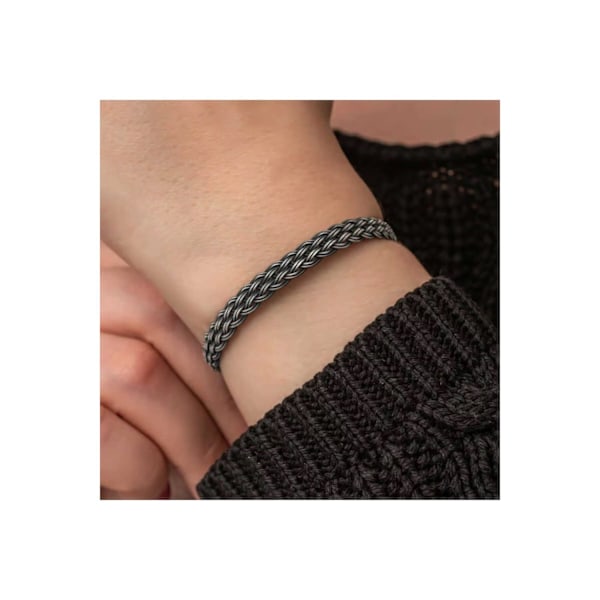 Handgjort flätat armband i äkta läder i autentisk stil för män Beige one size