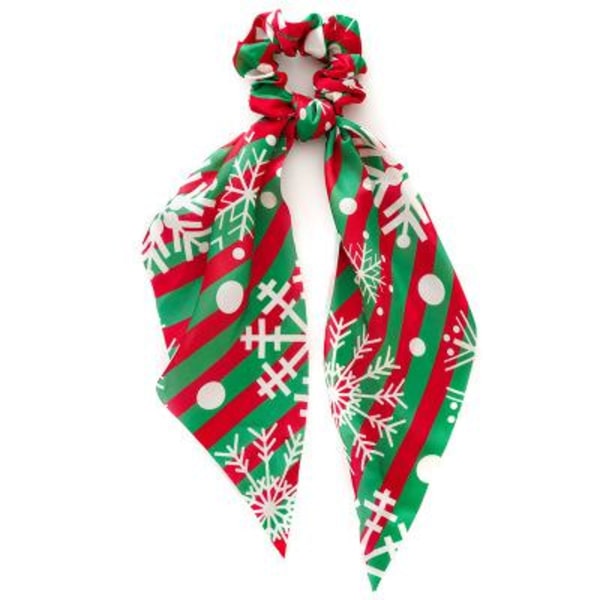 Christmas Scrunchie keula lumihiutale Joulupukki lumiukko Joulukuusi Red Red & green with snowflakes