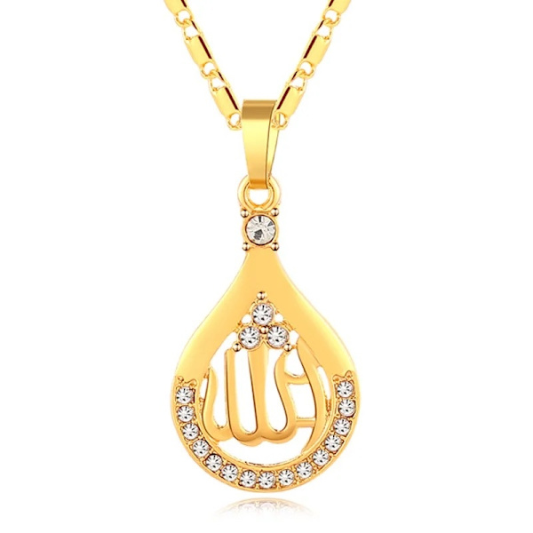 Klassisk Halsband i Guldfärg Mellanöstern Islamisk Vattendroppe Allah Guld one size