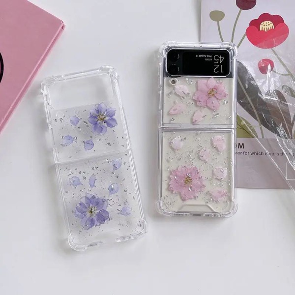 Samsung Galaxy Z FLIP 3 - gennemsigtig skal med tørrede blomster Pink one size