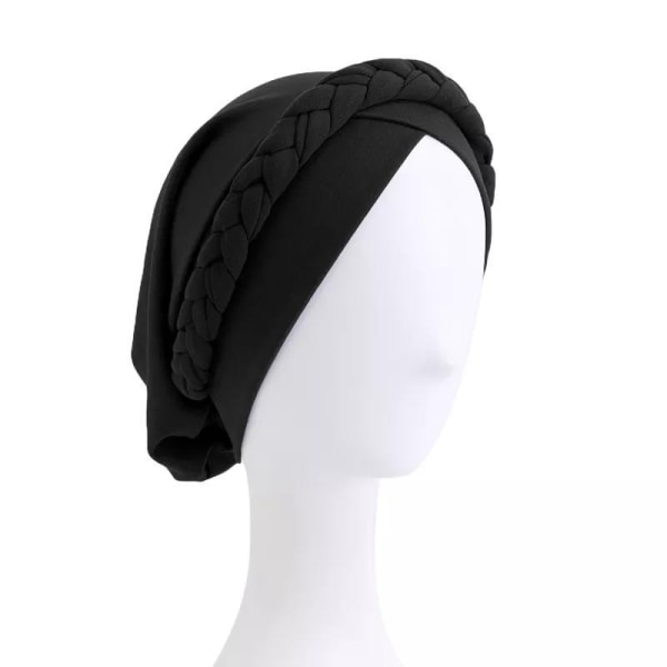 Turban bandana boheemi tyyli hijab-huivi muslimilla Black one size
