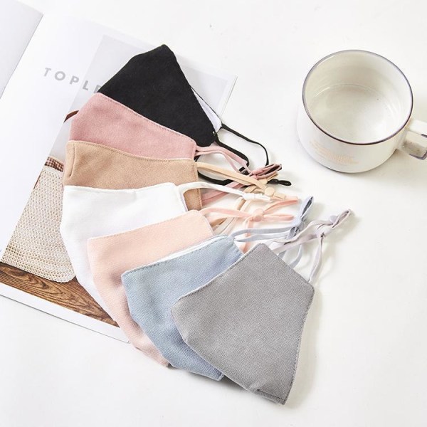 5-lags maske i bomulds mundbeskyttelse i flere stilfulde pastelfarver White one size