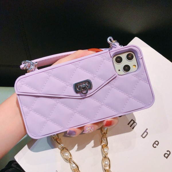 Eksklusiv håndtaske til iPhone 11 med skulderrem Purple one size