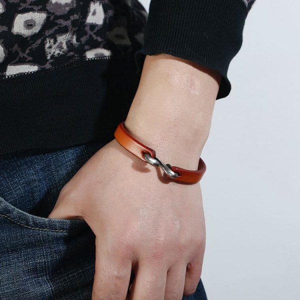Käsintehdyt minimalistiset rannekorut aitoa nahkaa aitoon tyyliin Orange one size