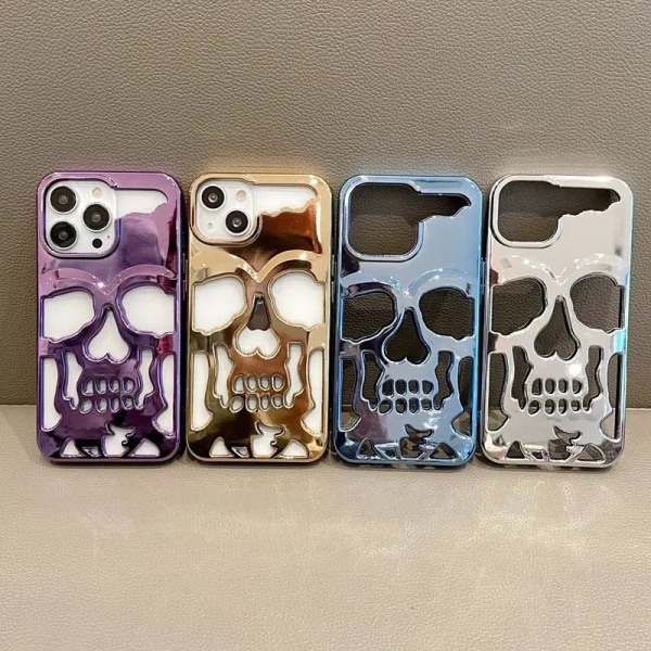 Metalliskt Skelett Mobilskal för iPhone 14 Plus - Premiumskydd m Guld one size