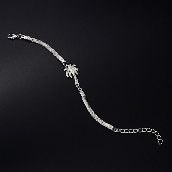 Hopeoitu rannekoru zirkoni palmu kookosmatolla Silver one size