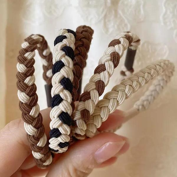 Setti 5 kestävää hiusnauhaa, punotut maanläheiset ohuet ja paksut hiukset Multicolor one size