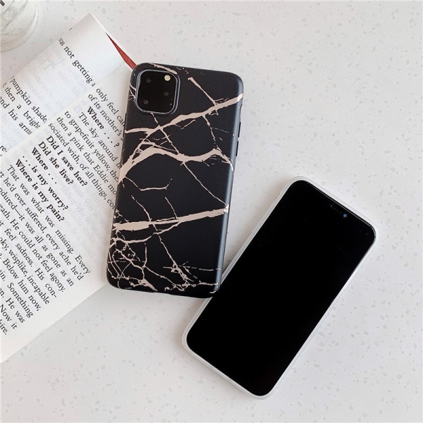 Mobil case til iPhone11 med marmor mønster Black one size
