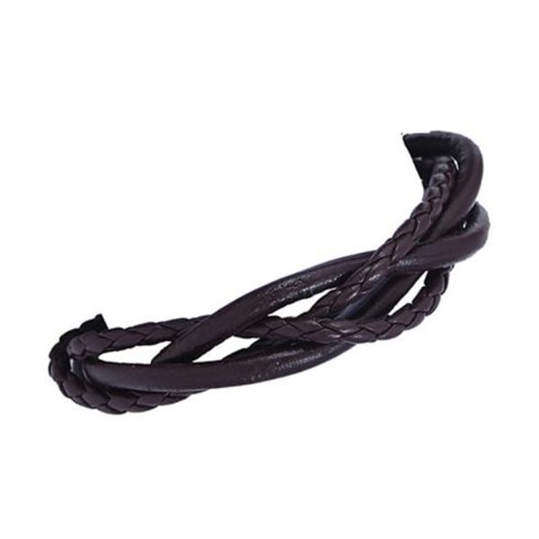 Handgjort flätat tvinnat armband för män äkta läder i stil brun Brun one size