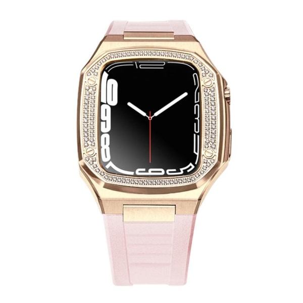 Noorzai S-Apple Watch Lyx-fodral &amp; band strass diamanter ros Rosa guld