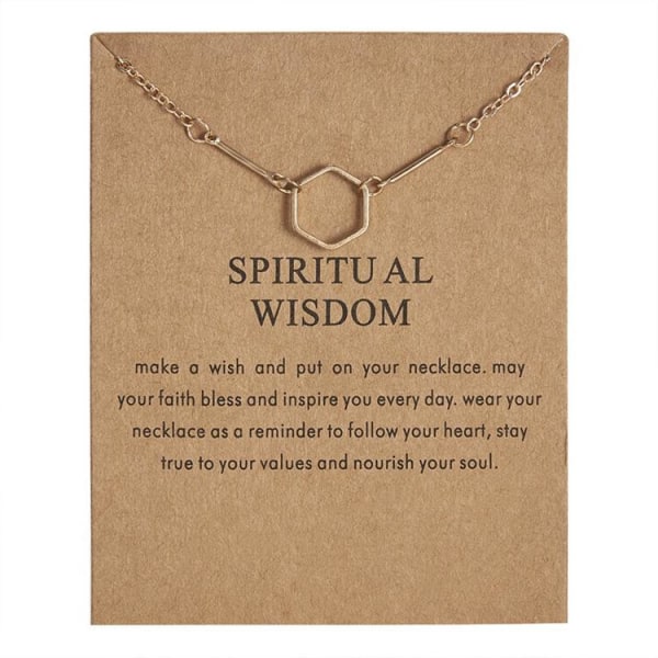 Spiritual wisdom necklace with hexagon 18K gold plated gift Gold one size