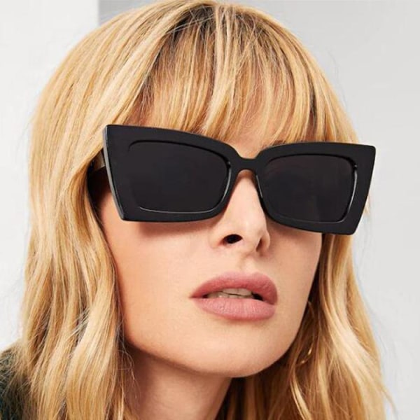 Retro solbriller damer seje buer firkantet design Black one size