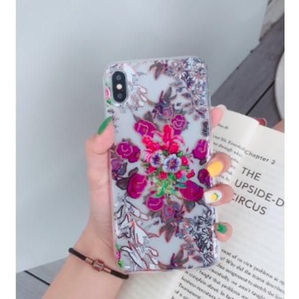 Mobilskal till iPhoneX/XS i vackert mönster med blommor Rosa one size
