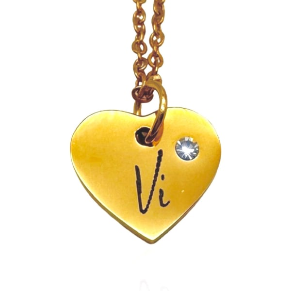 Kullattu tarjotin ''Vi''sydän kultainen kivikaulaketju Ystävänpä Gold one  size bf7e | Gold | Liput ja symbolit | Fyndiq