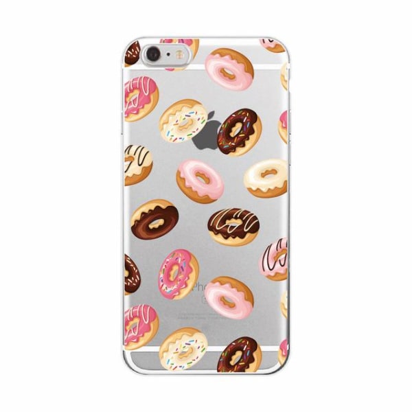 iPhone 13, Pro & Max transparent case med donuts m choklad rosa Transparent one size