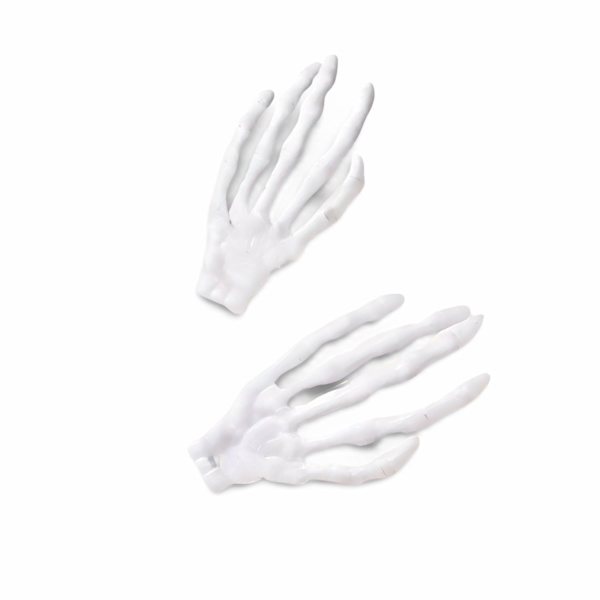 Hårklämmor med Skeletthandmotiv - 2-pack, Unik Halloween Accessoar skelett Vit one size