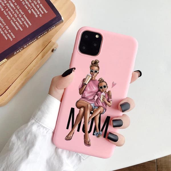 iPhone 13 Pro Max Mini skal mamma dotter rosa söt gulligt Pink iPhone 13 Pro Max