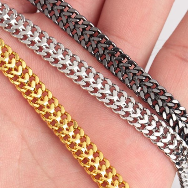 Unikt luksuriøst armbånd i sølv, guld og sort punk Silver one size