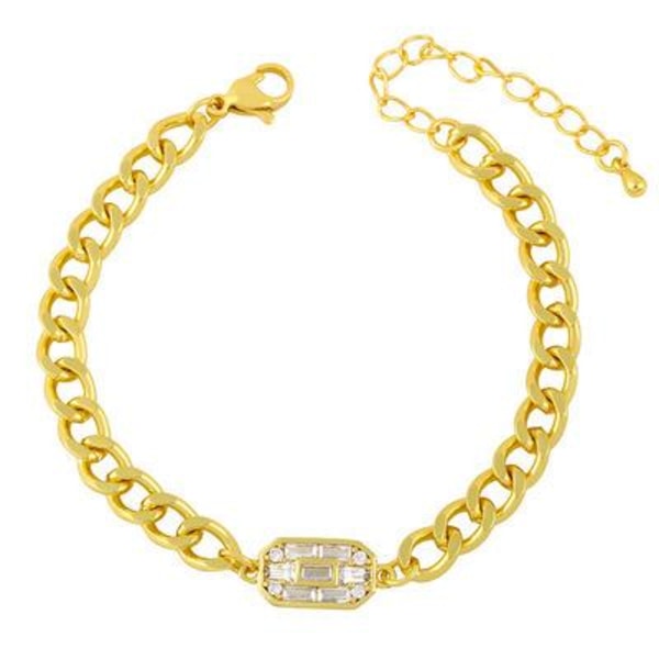 Lyxigt 18K guldpläterat armband med zircon kuber Hip hop Guld one size