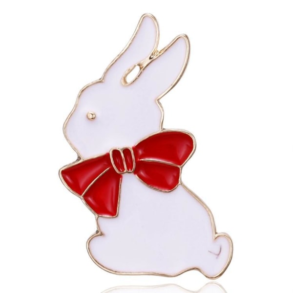 Emaloidut rintakorut porkkana-kanin pyörteellä lasten laukkuihin White Bunny with red bow