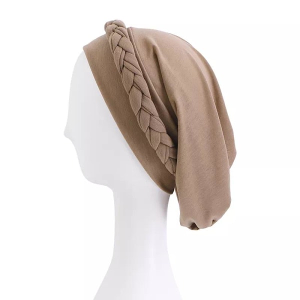 Luva bandana bohemian style with braid hijab turban headscarf Khaki one size
