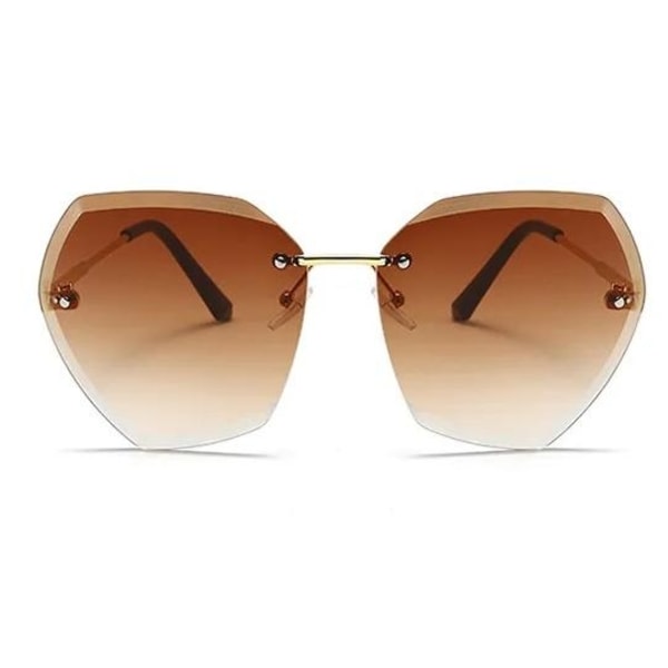 Stora solglasögon med stigande styrka brun beige oversize 70-tal Beige one size