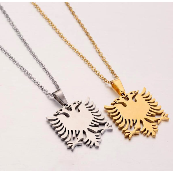 Necklace with shenja e flamurite Albanian eagle gold plated & silver Gold one size