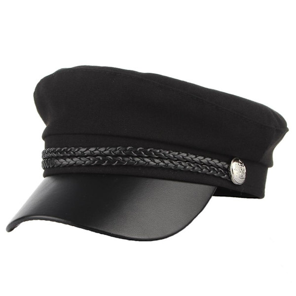 Exklusiv basker snygg kapten stil svart m. flätade rep &amp; knappar Svart one size