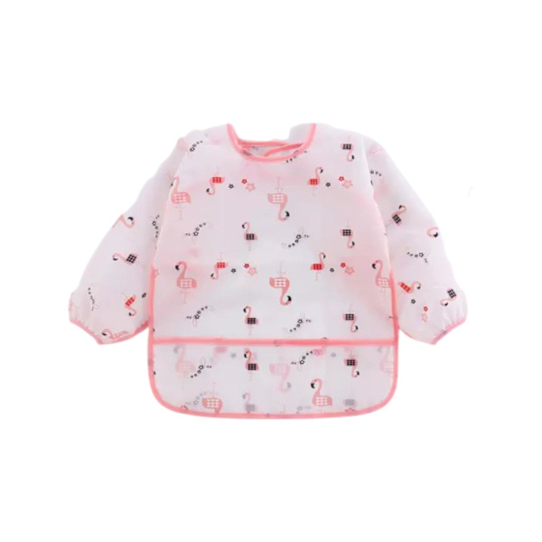 Esiliina puseron ruokalappu lapsille pitkähihainen vedenpitävä dinosaurus flamingo Brown one size